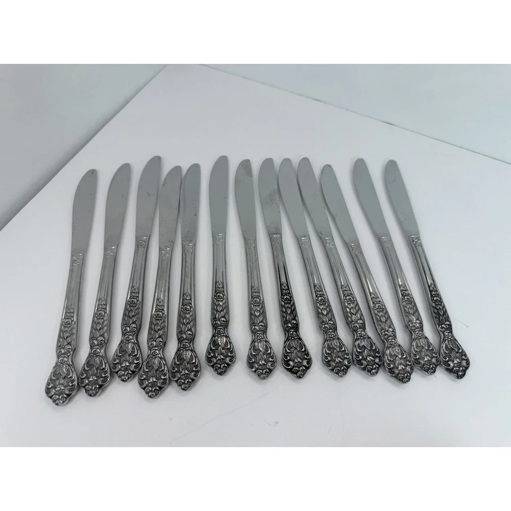 Versailles Dinner Knives Stainless by MSI Japan Set Of 13 Floral